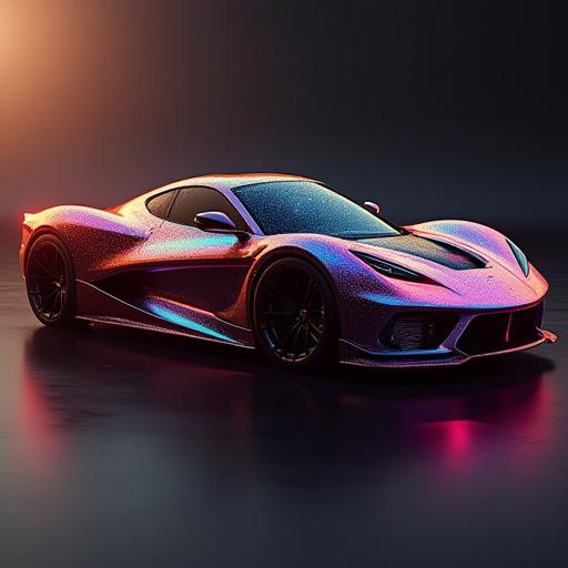 Seitenansicht eines Rennwagens mit einem schimmernden, thermoaktiven Lack